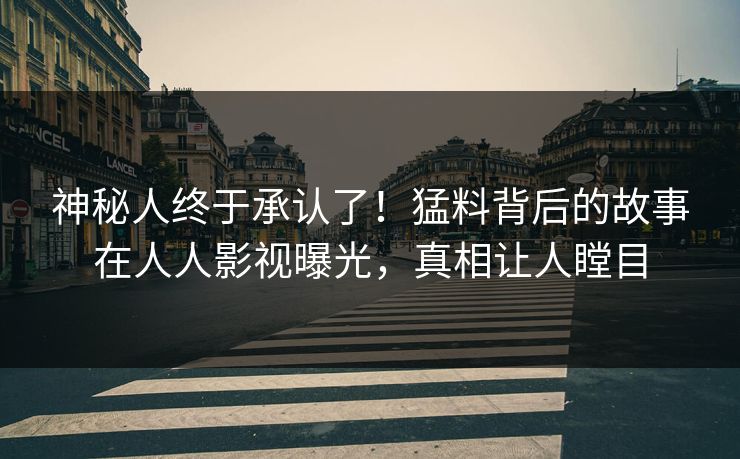 神秘人终于承认了！猛料背后的故事在人人影视曝光，真相让人瞠目