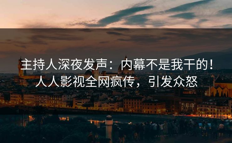 主持人深夜发声：内幕不是我干的！人人影视全网疯传，引发众怒