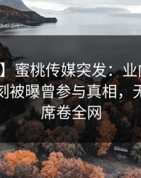 【爆料】蜜桃传媒突发：业内人士在傍晚时刻被曝曾参与真相，无法置信席卷全网