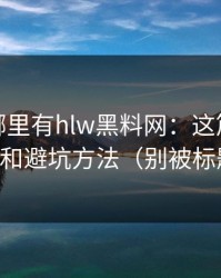 别再问哪里有hlw黑料网：这篇只讲截图鉴别和避坑方法（别被标题骗了）